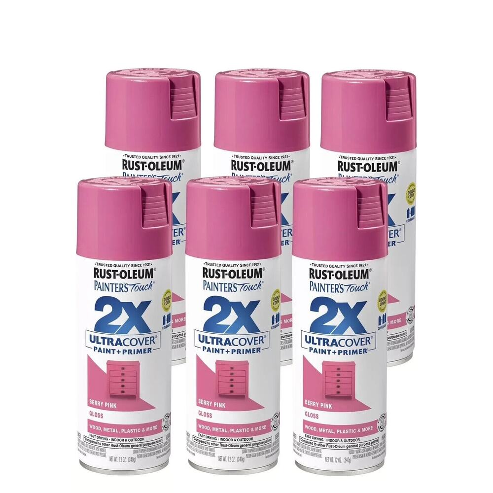 Berry Pink Rust-Oleum 2X Ultra Cover Gloss Spray Paint 12oz 6PK Brand New